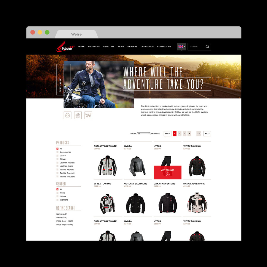 Clothing web catalogue design Weise