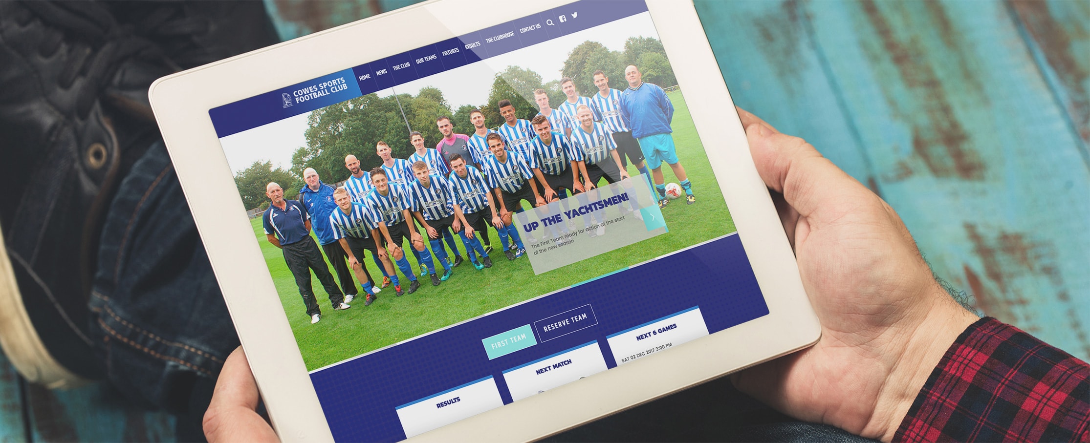 Football club tablet website design Cowes football club