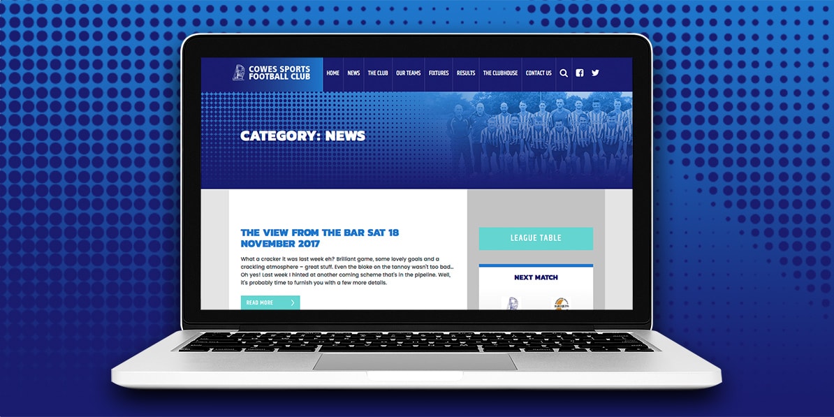 Web design development Cowes football club