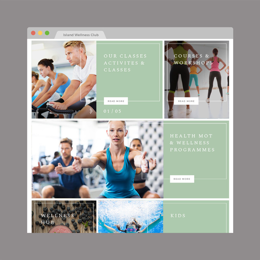 Health club and spa website design