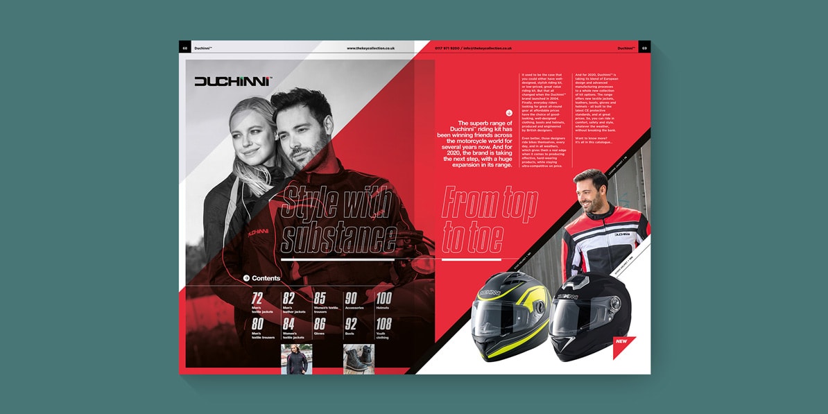 Motorcycle clothing catalogue design