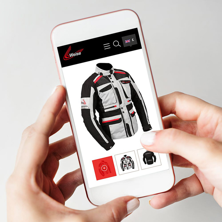 Motorcycle clothing tablet web design Weise