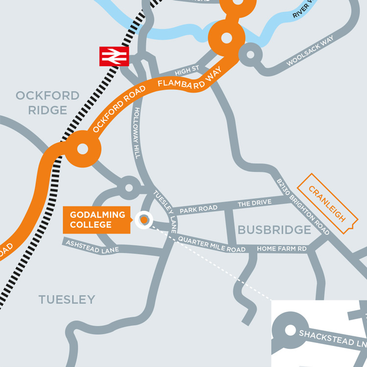 Prospectus map graphic design Godalming College