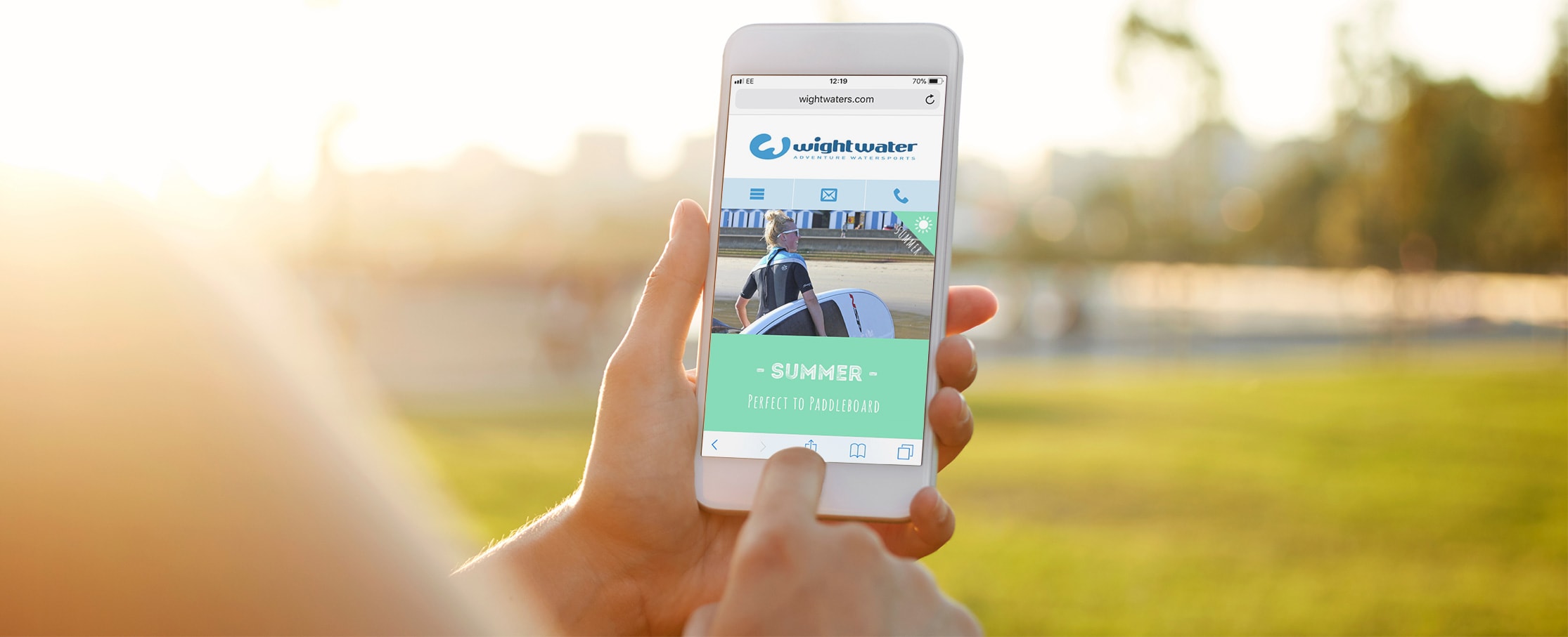 Water sport mobile web design Wightwaters