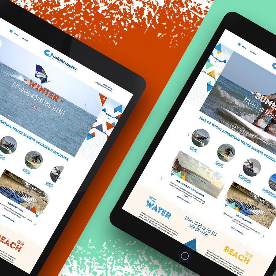 Water sport tablet web design Wightwaters